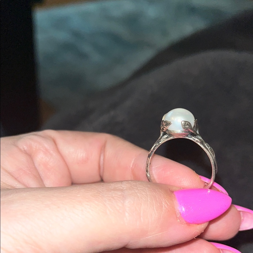Genuine Pearl ‘on the vine’ .925 Sterling Silver Ring, Size 10, Opulenza Designs